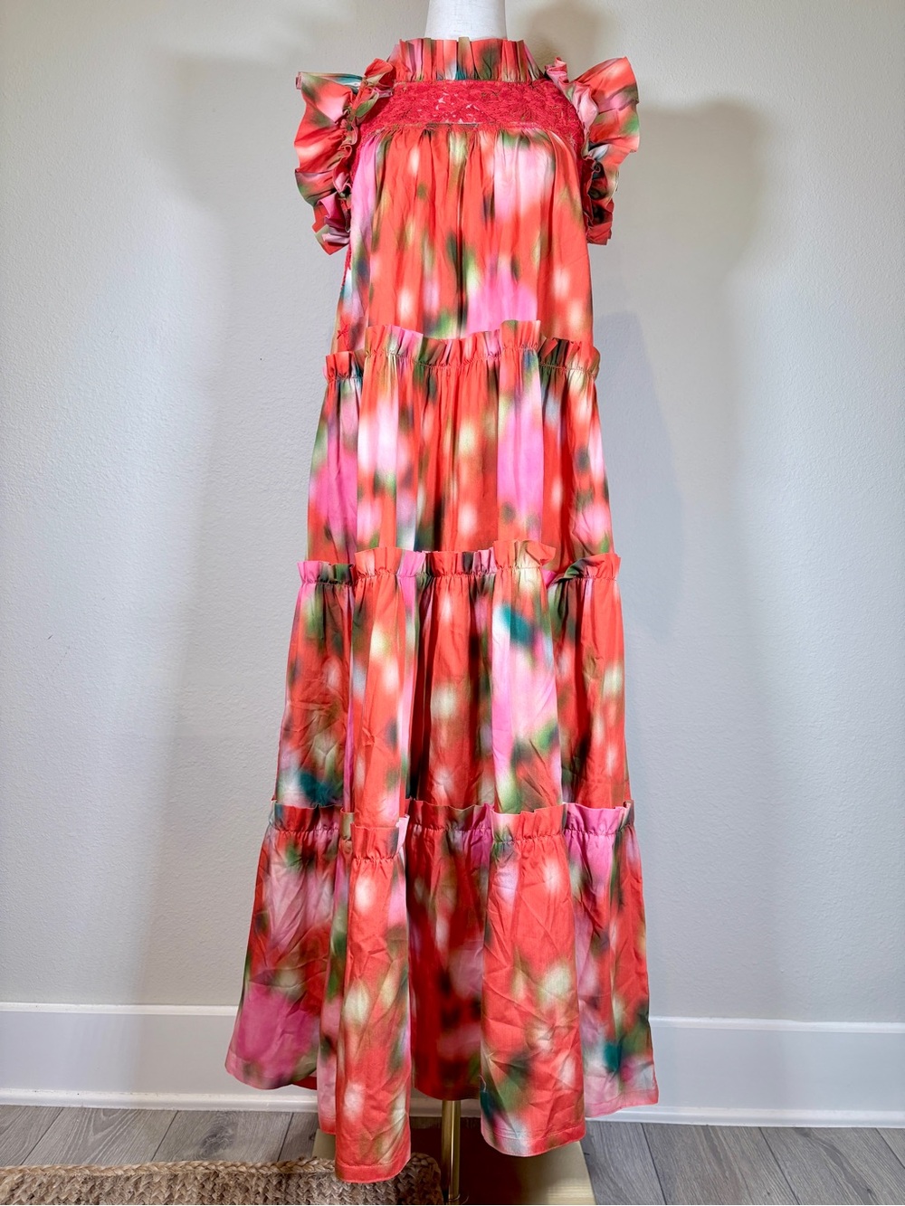 Mi Golondrina Alicia Tiered Maxi Dress Size Small